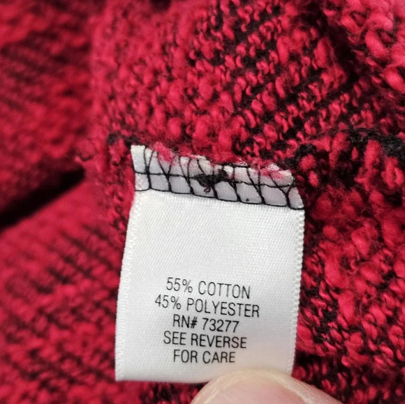 Croft & Barrow Medium Red Black Textured Knit Sweater Classic Preppy Cozy Top - Picture 5 of 7